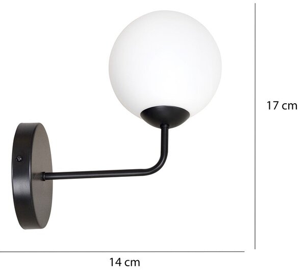Nástěnné svítidlo PREGOS K1 – celobílé, sklo, 1× E14, šířka 14 cm