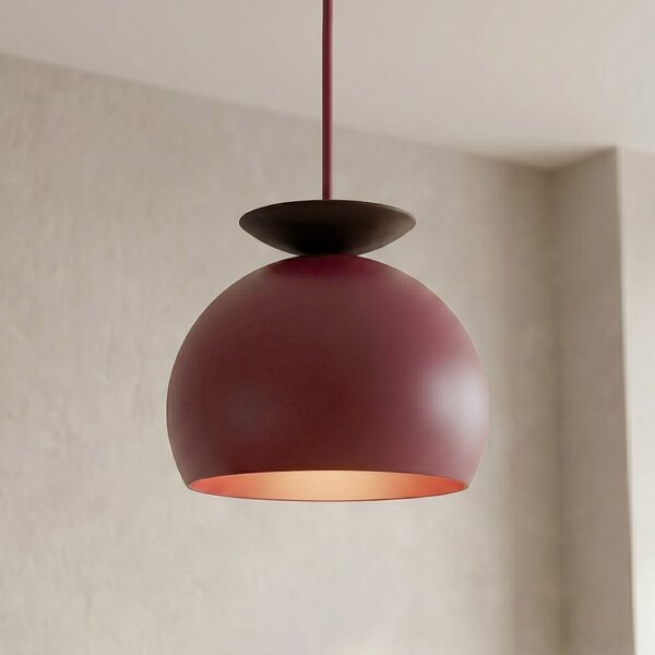 Závěsné svítidlo GEO 1 – vínové / černé, 1× E27, šířka 27 cm