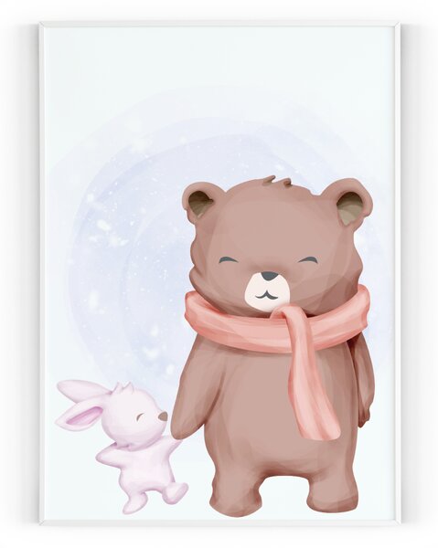 Plakát / Obraz Králík a Medvěd Napnuté plátno na dřevěném rámu 30 x 40 cm