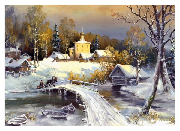Obraz - Zimní městečko (70x50 cm)