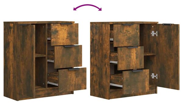 Příborníky 2 ks kouřový dub 60 x 30 x 70 cm kompozitní dřevo 3115793