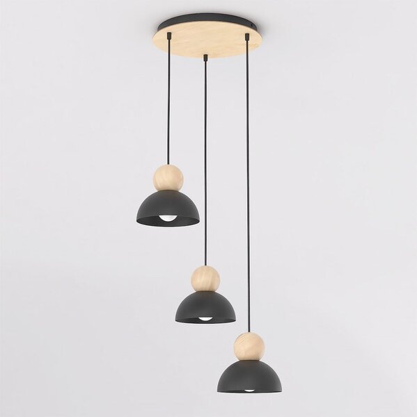 Závěsné svítidlo KAKI 3 PREM – černé, 3× E27, šířka 41 cm