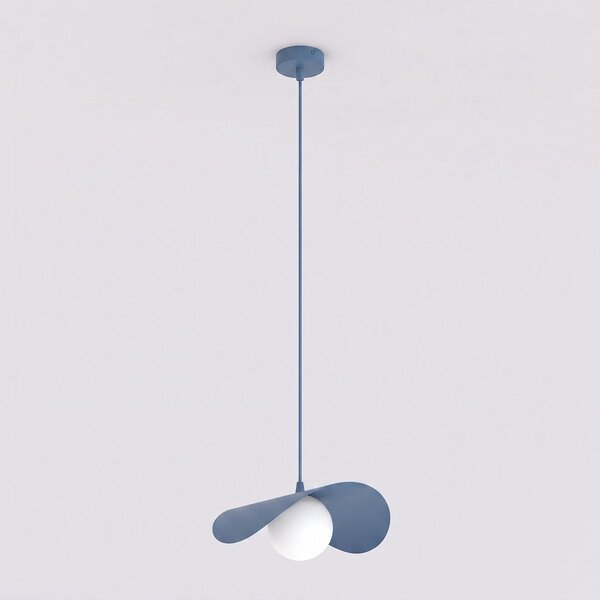 Závěsné svítidlo RITUAL 1M – tlumeně modré, bílé sklo, 1× G9, šířka 31 cm