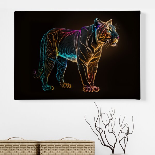 Obraz na plátně - Barevná puma (černý panter, celé tělo) FeelHappy.cz Rozměr (Šířka/Výška): 40 x 30 cm