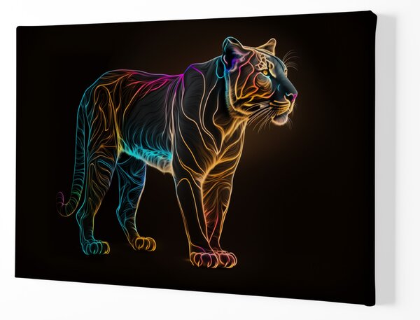 Obraz na plátně - Barevná puma (černý panter, celé tělo) FeelHappy.cz Rozměr (Šířka/Výška): 40 x 30 cm