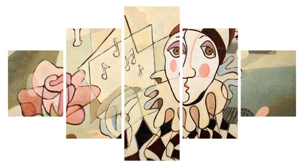 Obraz - Kubismus - harlequin and rose (125x70 cm)