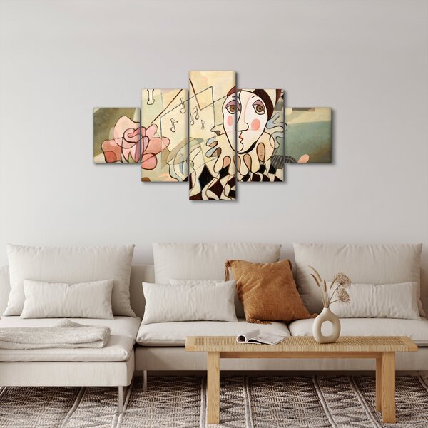 Obraz - Kubismus - harlequin and rose (125x70 cm)