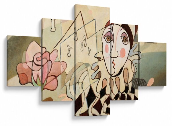 Obraz - Kubismus - harlequin and rose (125x70 cm)