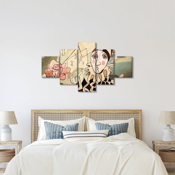 Obraz - Kubismus - harlequin and rose (125x70 cm)