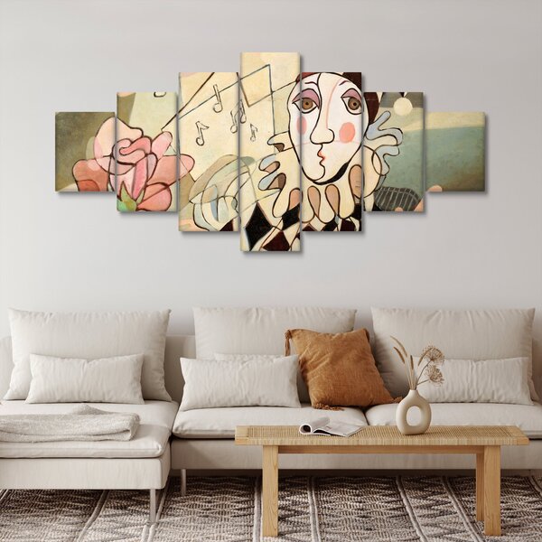Obraz - Kubismus - harlequin and rose (210x100 cm)