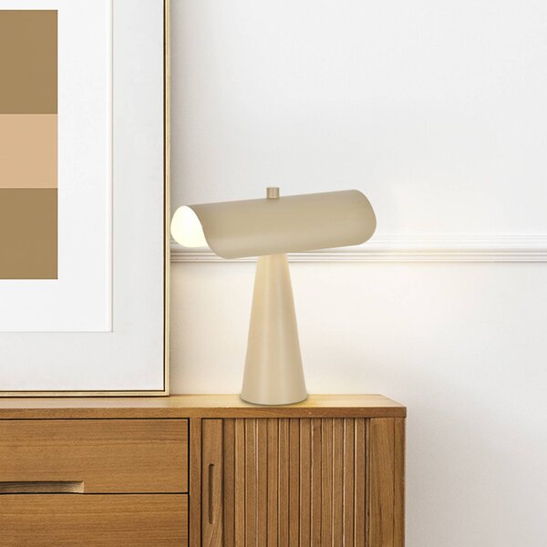 COREP Stolní lampa Billie, matná slonovinová barva, 30 cm, kov, Krémová / jantar, Obývací pokoj / jídelna, kov, Moderní