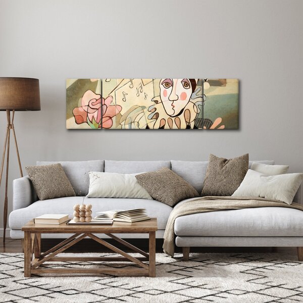 Obraz - Kubismus - harlequin and rose (170x50 cm)