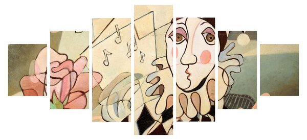 Obraz - Kubismus - harlequin and rose (210x100 cm)