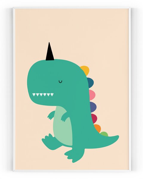 Plakát / Obraz Dinosaurus Pololesklý saténový papír A4 - 21 x 29,7 cm