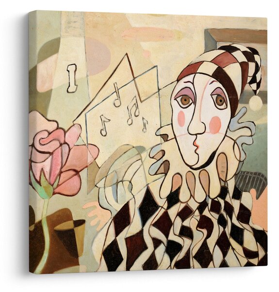 Obraz - Kubismus - harlequin and rose (30x30 cm)