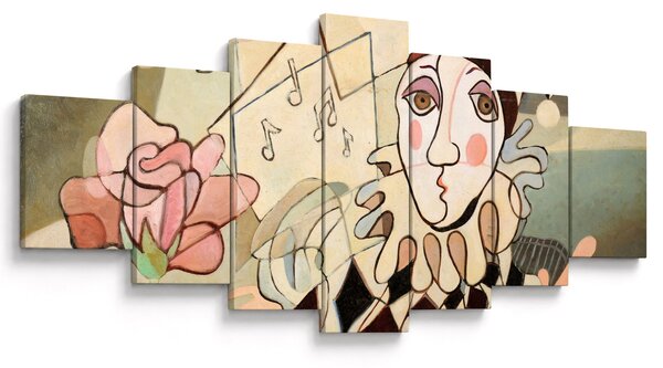 Obraz - Kubismus - harlequin and rose (210x100 cm)