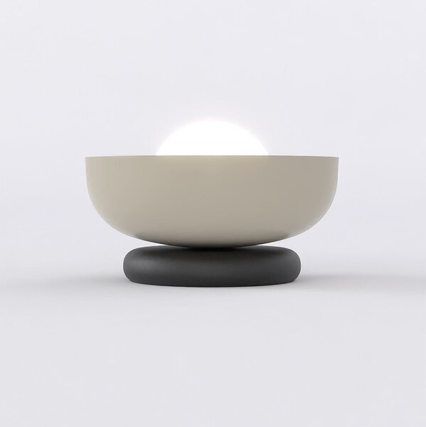 Stolní lampa OZZY LN1 – černá / moka, bílé sklo, 1× G9, šířka 18 cm