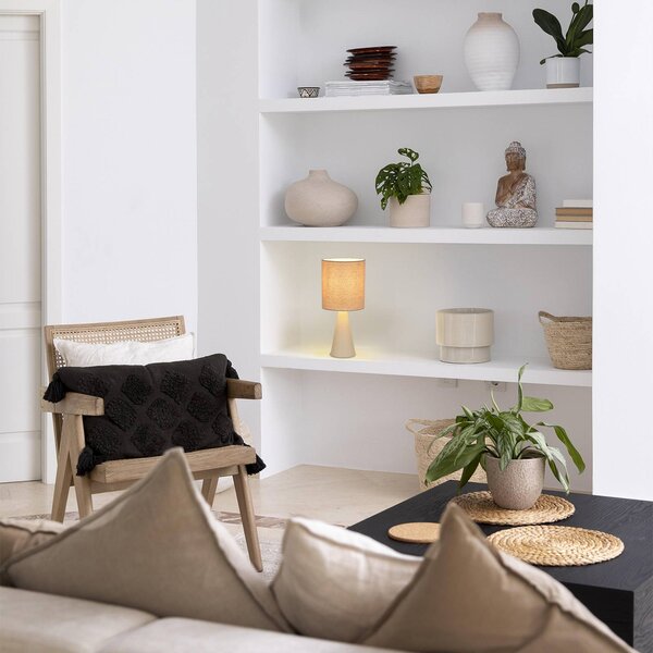 COREP Stolní lampa Sally, slonovinová/béžová, výška 33 cm, kov, Krémová / jantar, Obývací pokoj / jídelna, kov, Moderní