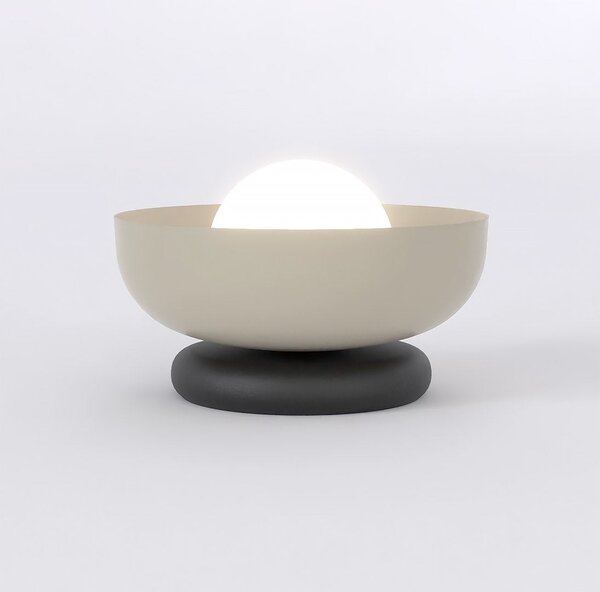 Stolní lampa OZZY LN1 – černá / moka, bílé sklo, 1× G9, šířka 18 cm