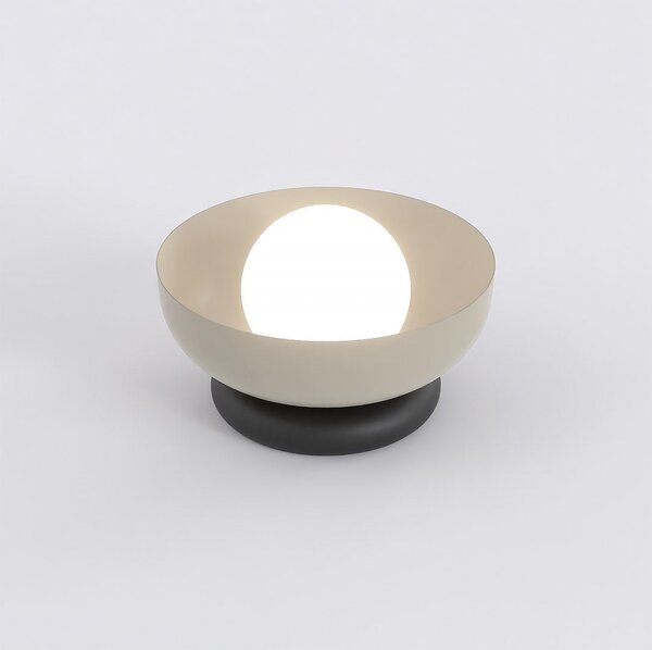 Stolní lampa OZZY LN1 – černá / moka, bílé sklo, 1× G9, šířka 18 cm
