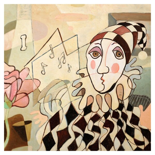 Obraz - Kubismus - harlequin and rose (30x30 cm)