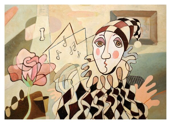 Obraz - Kubismus - harlequin and rose (70x50 cm)