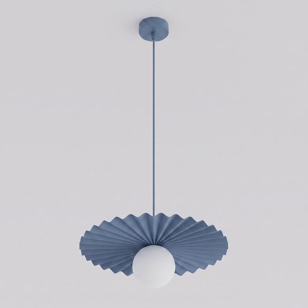 Závěsné svítidlo UMBRA 1 – tlumeně modré, bílé sklo, 1× G9, šířka 35 cm