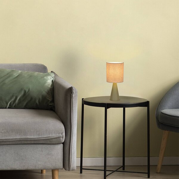 COREP Stolní lampa Sally, lichen/béžová, výška 33 cm, kov/látka, Zelená, Obývací pokoj / jídelna, kov, Moderní