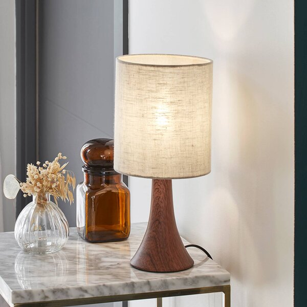 COREP Stolní lampa Arto, tmavě hnědá/bílá, výška 32 cm, kov/plátno, Tmavé dřevo, Obývací pokoj / jídelna, kov