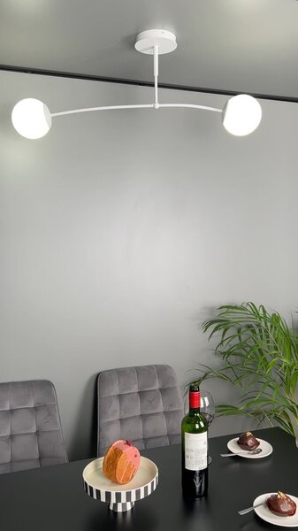 Stropní svítidlo PREGOS 2 – celobílé, sklo, 2× E14, šířka 60 cm