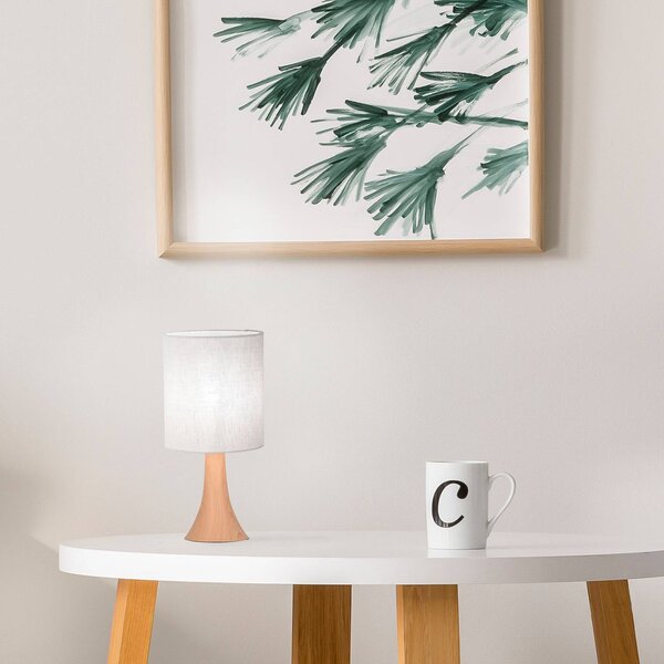 COREP Stolní lampa Arto, světle hnědá/bílá, výška 32 cm, kov/plátno, Světlé dřevo, Obývací pokoj / jídelna, kov
