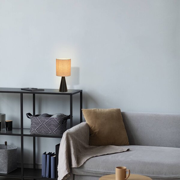 COREP Stolní lampa Sally, matná černá/béžová, výška 33 cm, kov/látka, Černá, Obývací pokoj / jídelna, kov, Moderní