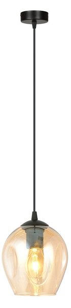 Závěsné svítidlo ISTAR 1 – černé, jantarové sklo, 1× E27, šířka 14 cm