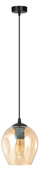 Závěsné svítidlo ISTAR 1 – černé, jantarové sklo, 1× E27, šířka 14 cm