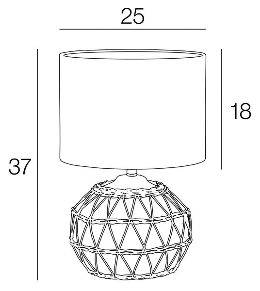 COREP Stolní lampa Cyclades, terakota/béžová, 35 cm, plátno/keramika, Terakota, Obývací pokoj / jídelna, Keramika
