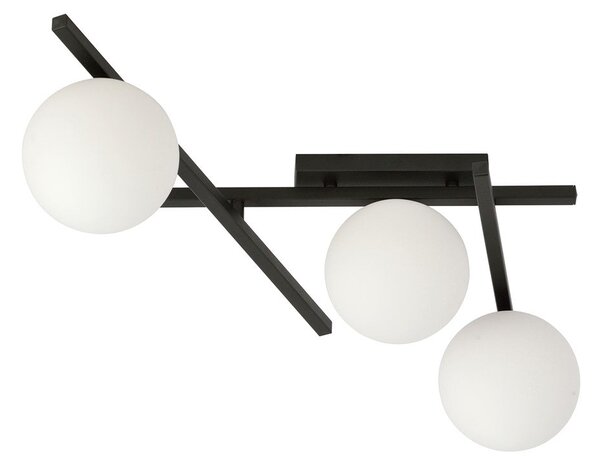 Stropní svítidlo SMART 3 – černé, opálové sklo, 3× E14, šířka 51 cm