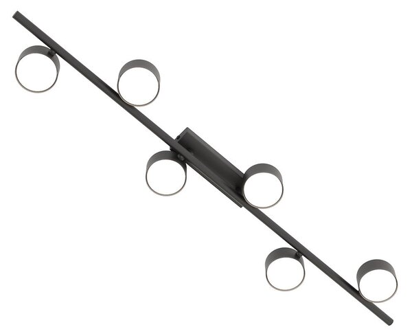 Stropní svítidlo BET 6 – černé, 6× GX53, šířka 100 cm