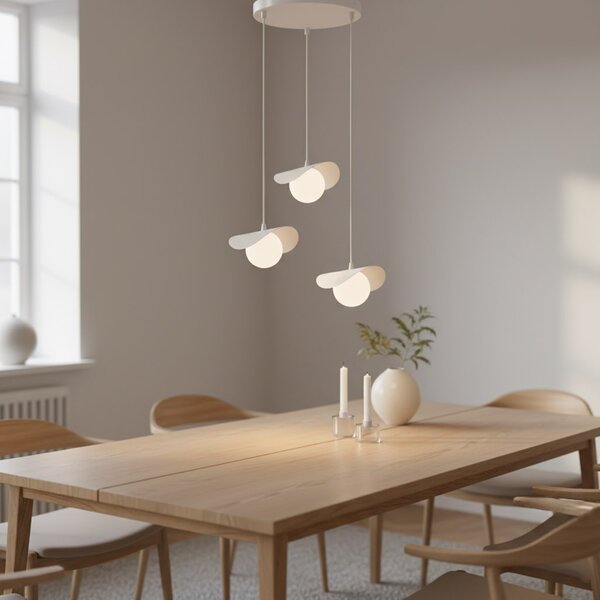 Závěsné svítidlo RITUAL 3 PREM – celobílé, sklo, 3× G9, šířka 30 cm