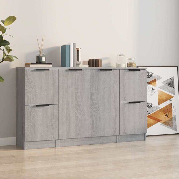 Příborníky 3 ks šedé sonoma kompozitní dřevo 3115850