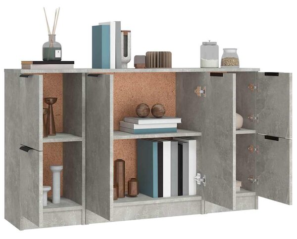 Příborníky 3 ks betonově šedé kompozitní dřevo 3115847