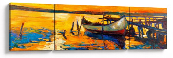Obraz - Loďka při západu slunce (170x50 cm)