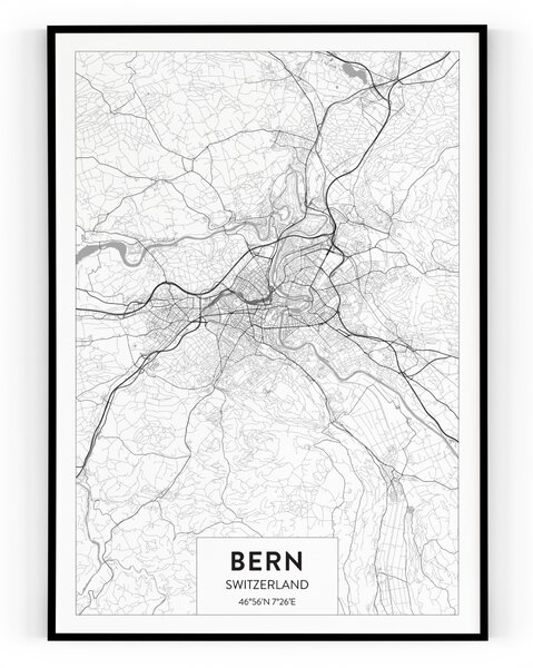 Plakát / Obraz Mapa Bern Pololesklý saténový papír 61 x 91,5 cm