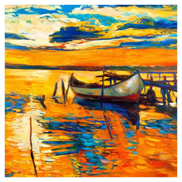Obraz - Loďka při západu slunce (30x30 cm)