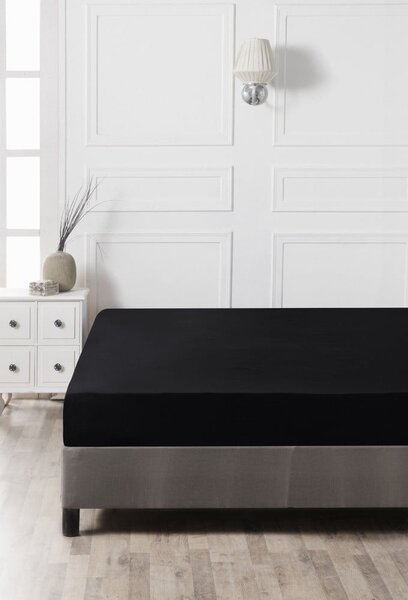 Černé napínací bavlněné prostěradlo 140x200 cm – Mijolnir