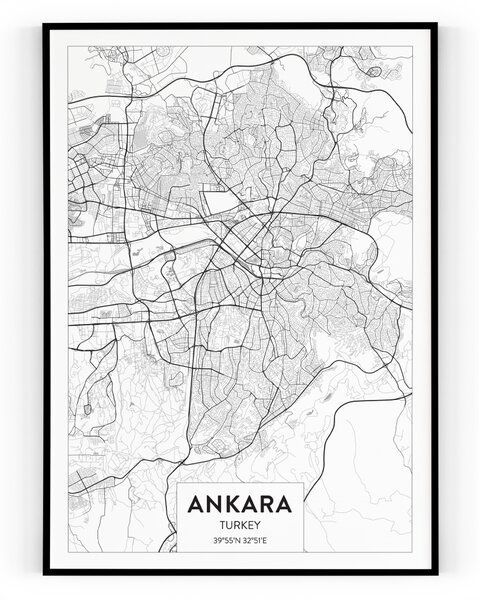 Plakát / Obraz Mapa Ankara Napnuté plátno na dřevěném rámu 61 x 91,5 cm