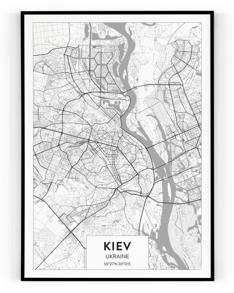 Plakát / Obraz Mapa Kiev Pololesklý saténový papír 30 x 40 cm