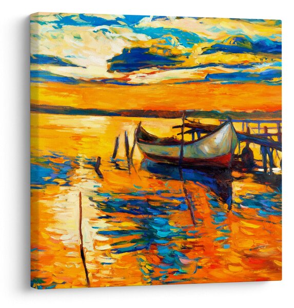 Obraz - Loďka při západu slunce (30x30 cm)