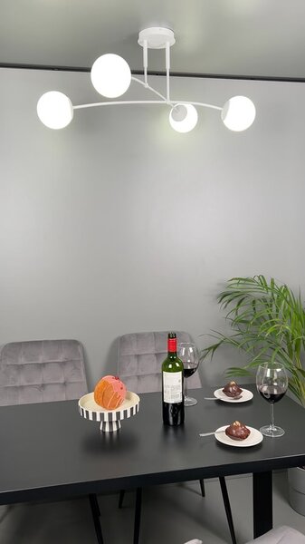 Stropní svítidlo PREGOS 4 – celobílé, sklo, 4× E14, šířka 60 cm