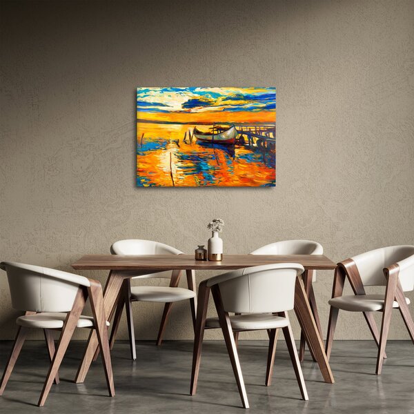 Obraz - Loďka při západu slunce (70x50 cm)