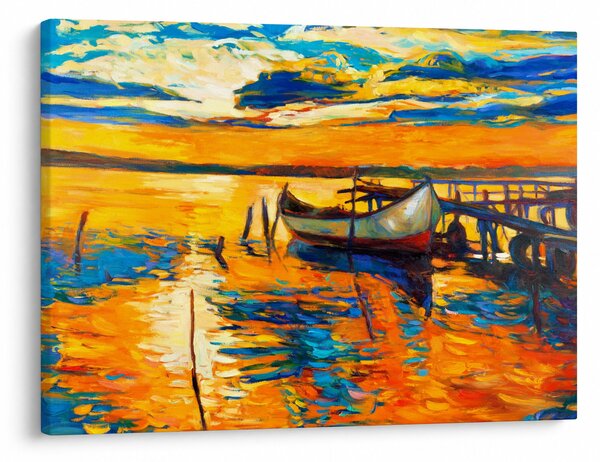 Obraz - Loďka při západu slunce (70x50 cm)